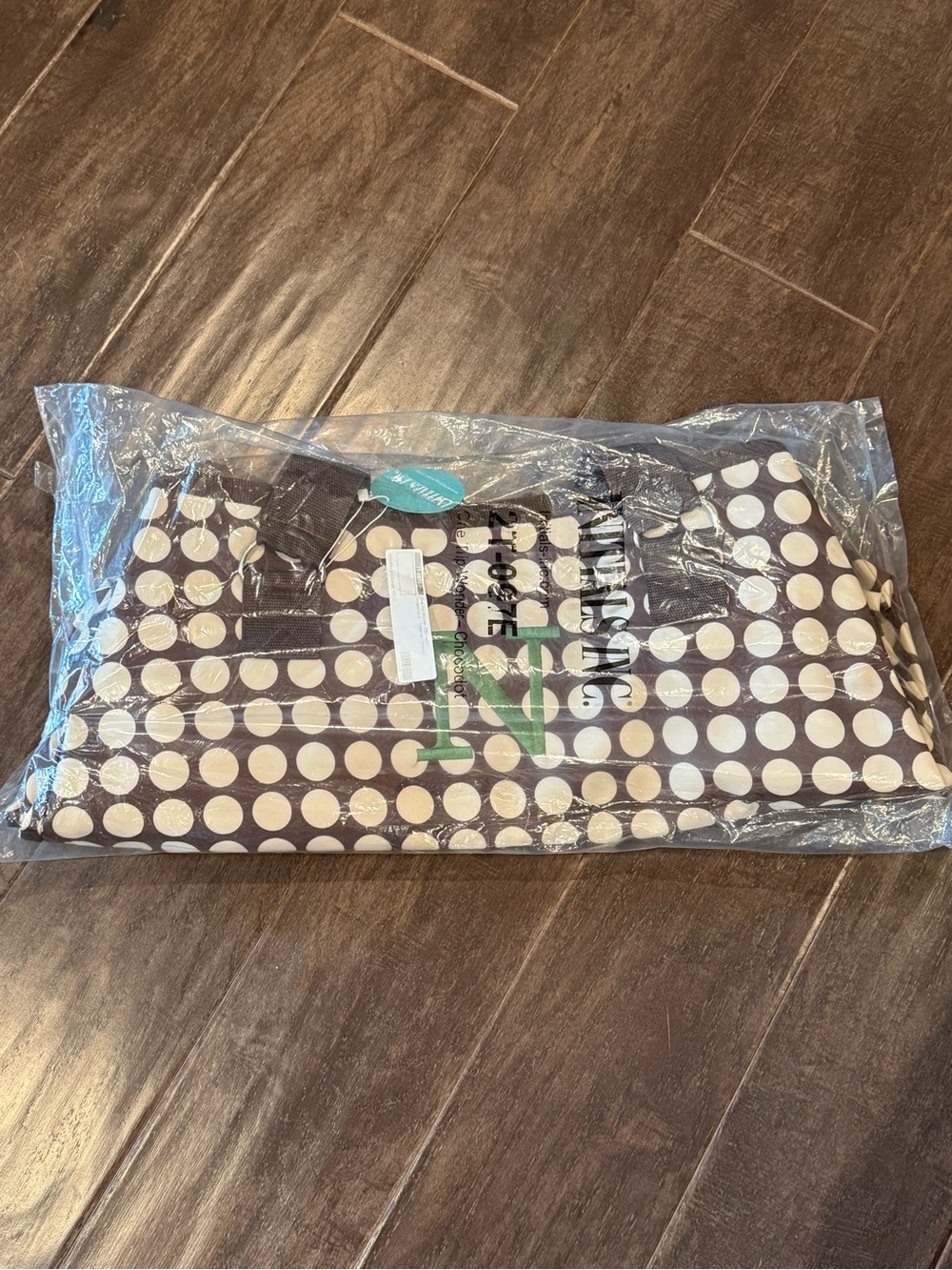 NWT Initials Inc. One Trip Wonder Bag - Brown/White with Green Monogram - Picture 7 of 7